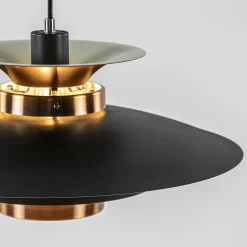 Retro hanglamp zwart met koper 50 cm