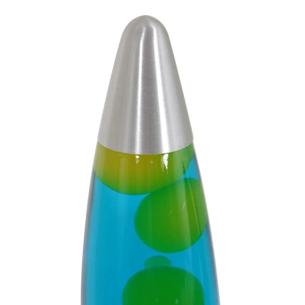 Retro tafellamp Lava blauw water met groen
