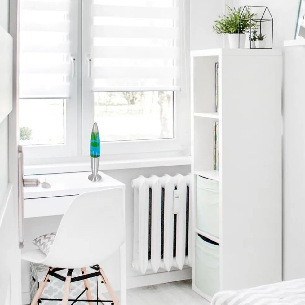 Retro tafellamp Lava blauw water met groen
