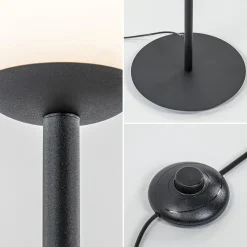 Retro vloerlamp mat zwart met witte glazen bol