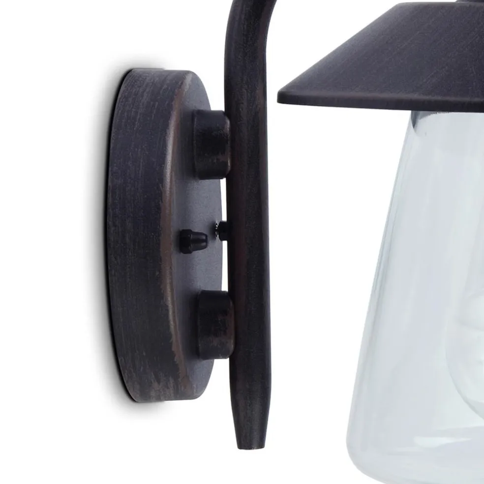 Robuuste buitenlamp wand zwart met roest en glas