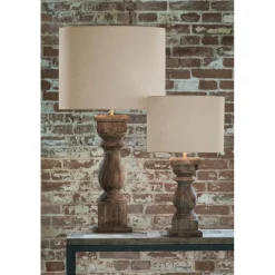 Robuuste lampvoet Cadore massief hout met brons