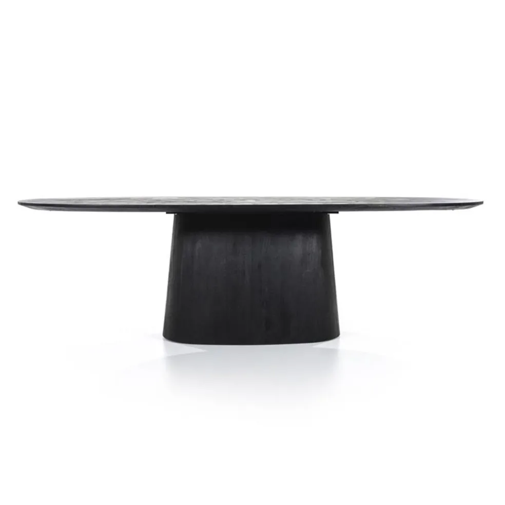 Robuuste mango houten eettafel Aron ovaal zwart