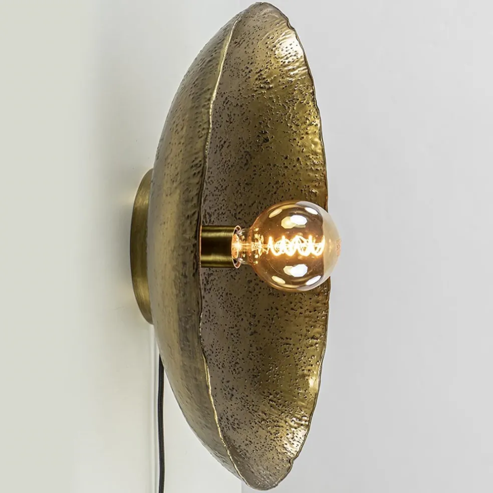 Robuuste wandlamp Neva rond 50 cm antiek brons