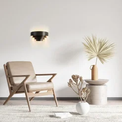 Robuuste wandlamp zwarte ringen