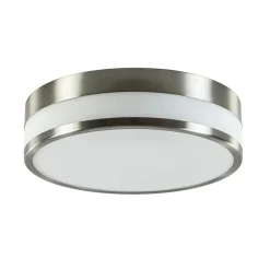 Ronde badkamer plafonnière nikkel met opaal glas