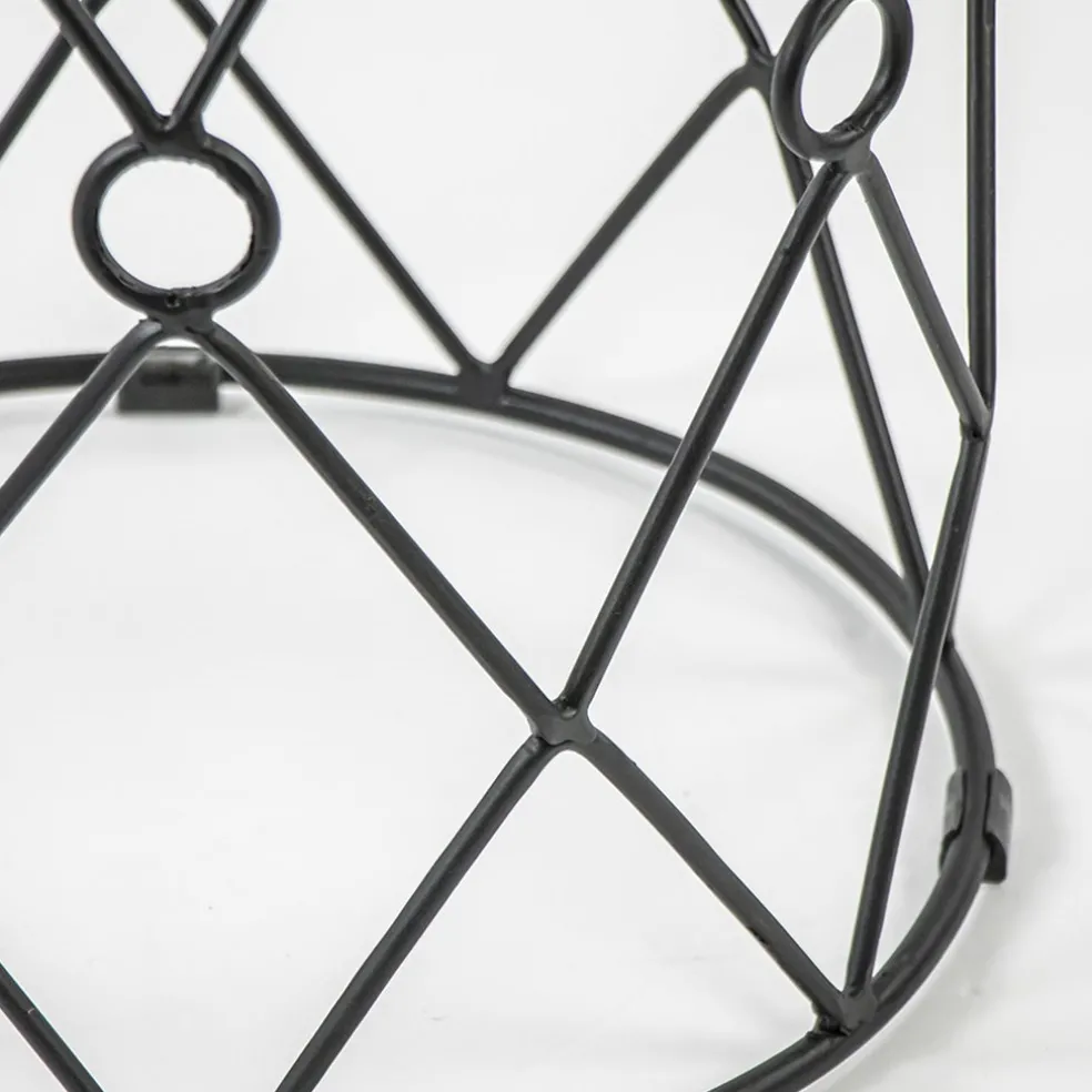 Ronde bijzettafel mangohout met zwart metaal