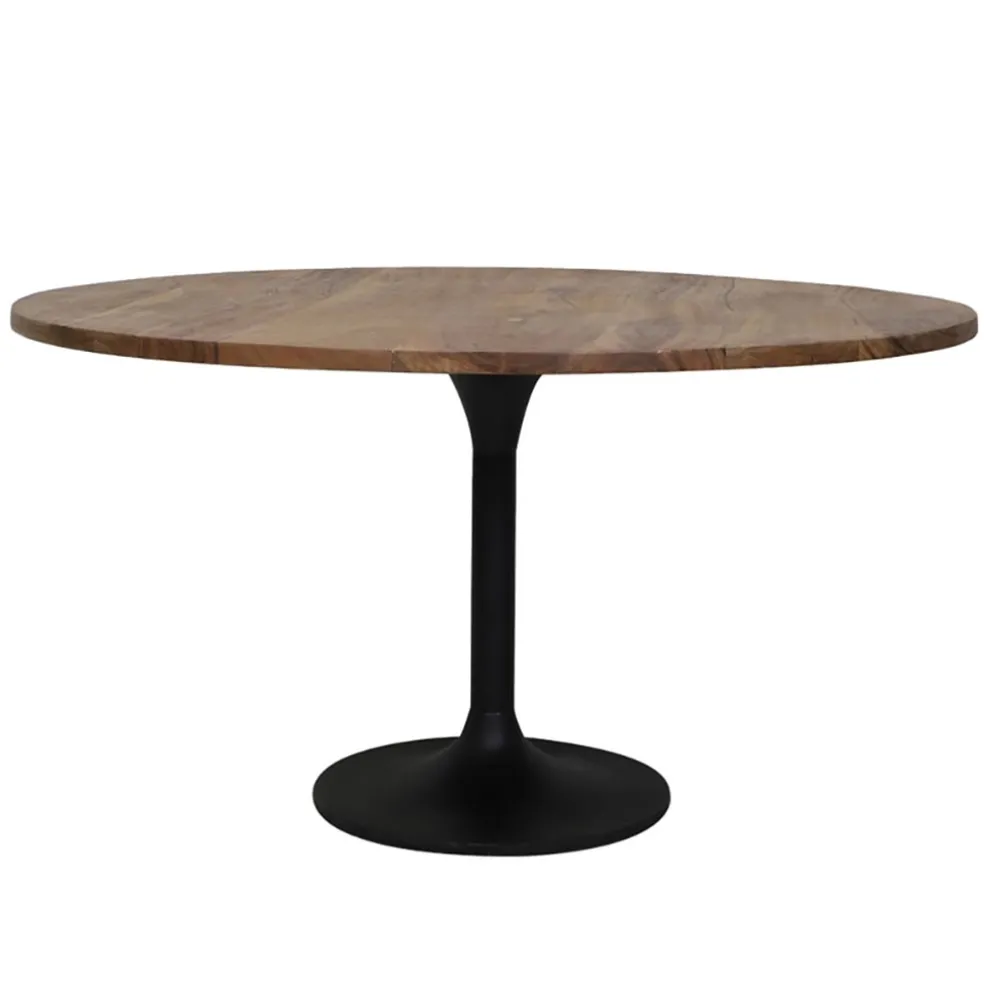 Ronde eettafel acacia hout met zwarte poot Bicoca