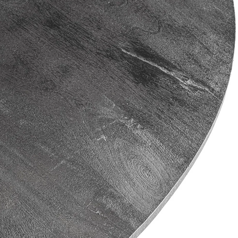 Ronde eettafel zwart mangohout met zwarte poot