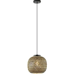 Ronde hanglamp bamboe naturel met zwart