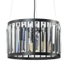 Ronde hanglamp mat zwart met kristalglas