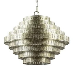 Ronde hanglamp metaal oud zilver 55 cm