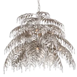 Ronde hanglamp palm ambachtelijk zilver