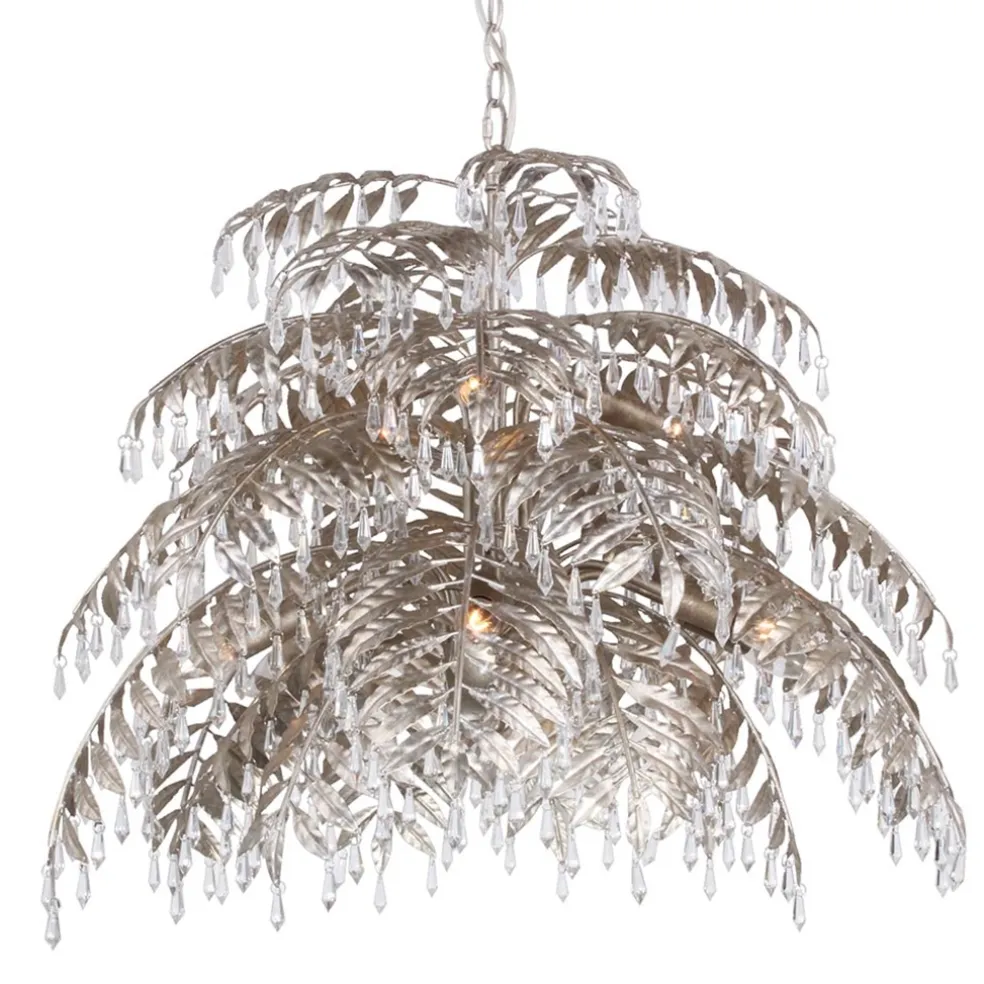 Ronde hanglamp palm ambachtelijk zilver