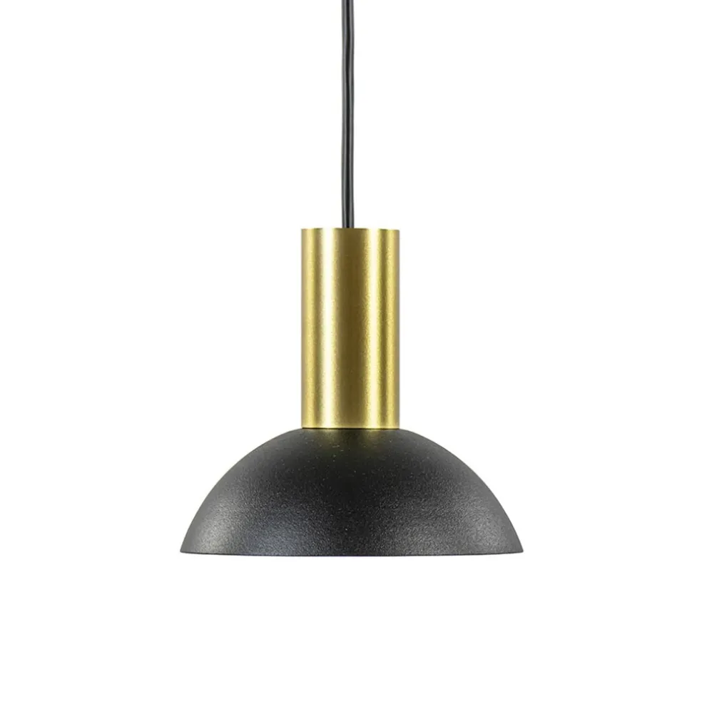 Ronde hanglamp zwart met brons klein