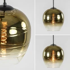 Ronde 3-lichts hanglamp golden gradient met zwart
