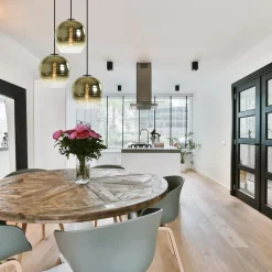 Ronde 3-lichts hanglamp golden gradient met zwart