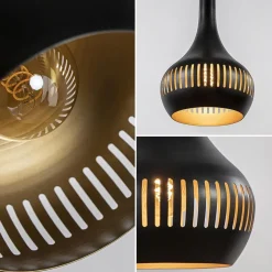 Ronde 3-lichts hanglamp mat zwart met goud