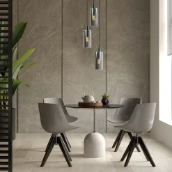 Ronde 3-lichts hanglamp met cilinder smoke glas