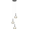 Ronde 3-lichts hanglamp zwart met smoke glas