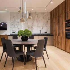 Ronde 5-lichts hanglamp zwart met nikkel