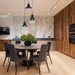 Ronde 3-lichts hanglamp zwart met smoke/helder glas