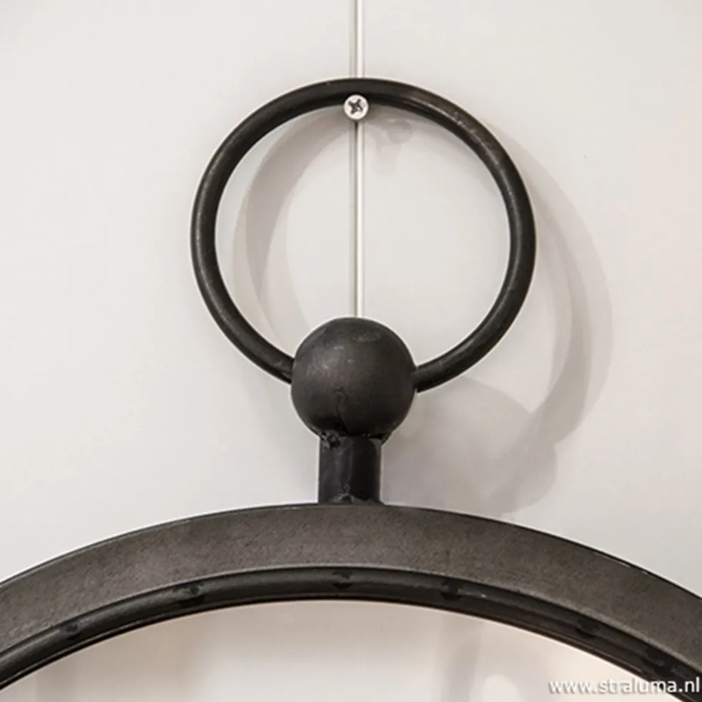 Ronde metalen spiegel zink/grijs klein