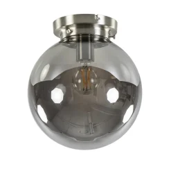 Ronde plafondlamp smokey glas met nikkel