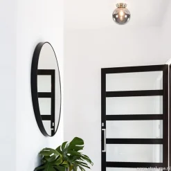 Ronde plafondlamp smokey glas met nikkel