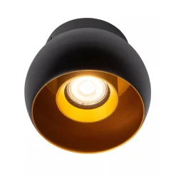 Ronde plafondspot zwart met goud GU10