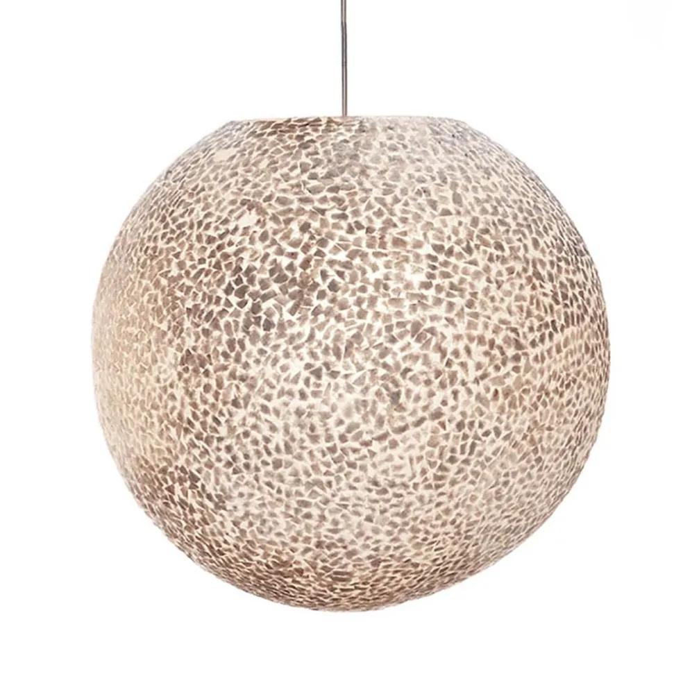 Ronde schelpen hanglamp wit/parelmoer 50 cm