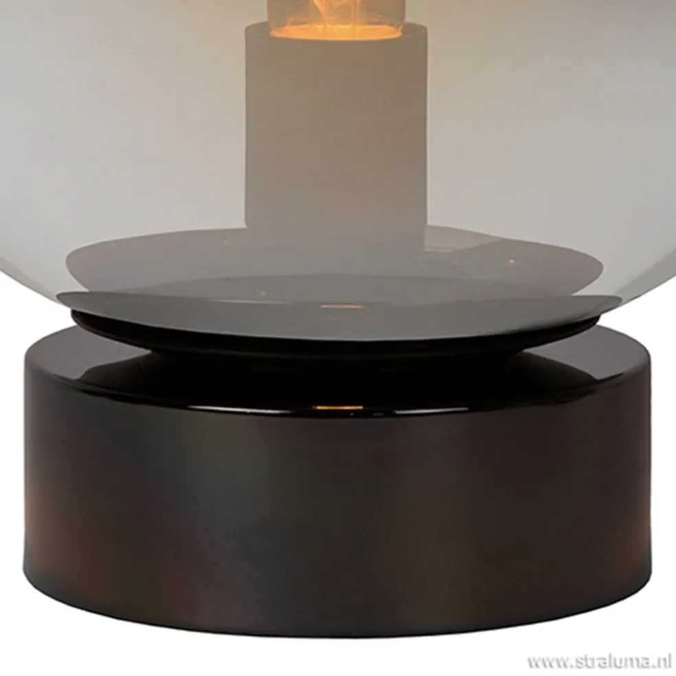 Ronde tafellamp smokey glas