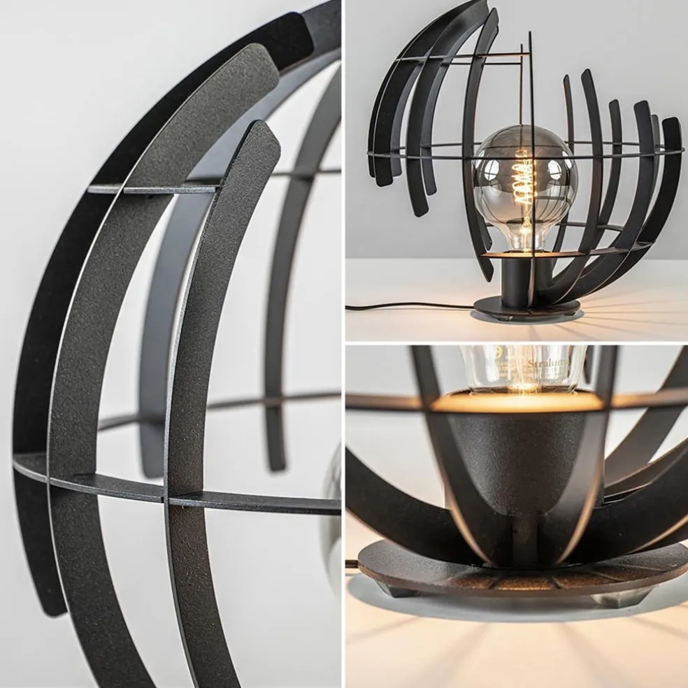 Ronde tafellamp Terra 35 cm zwart metaal