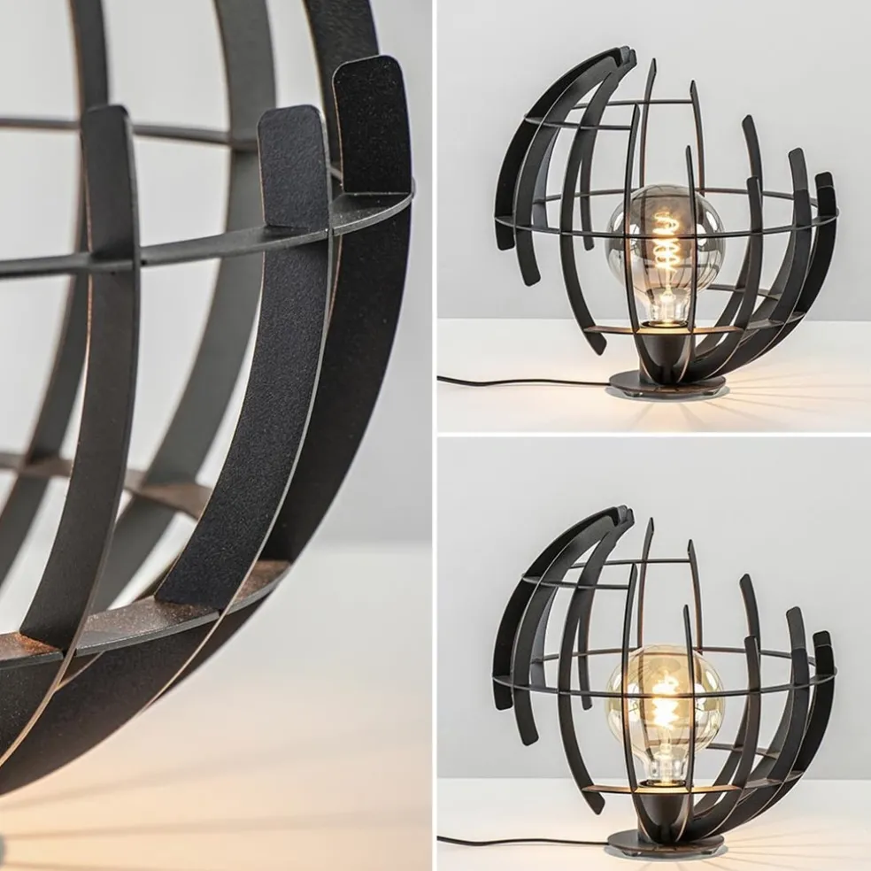 Ronde tafellamp Terra 35 cm zwart metaal