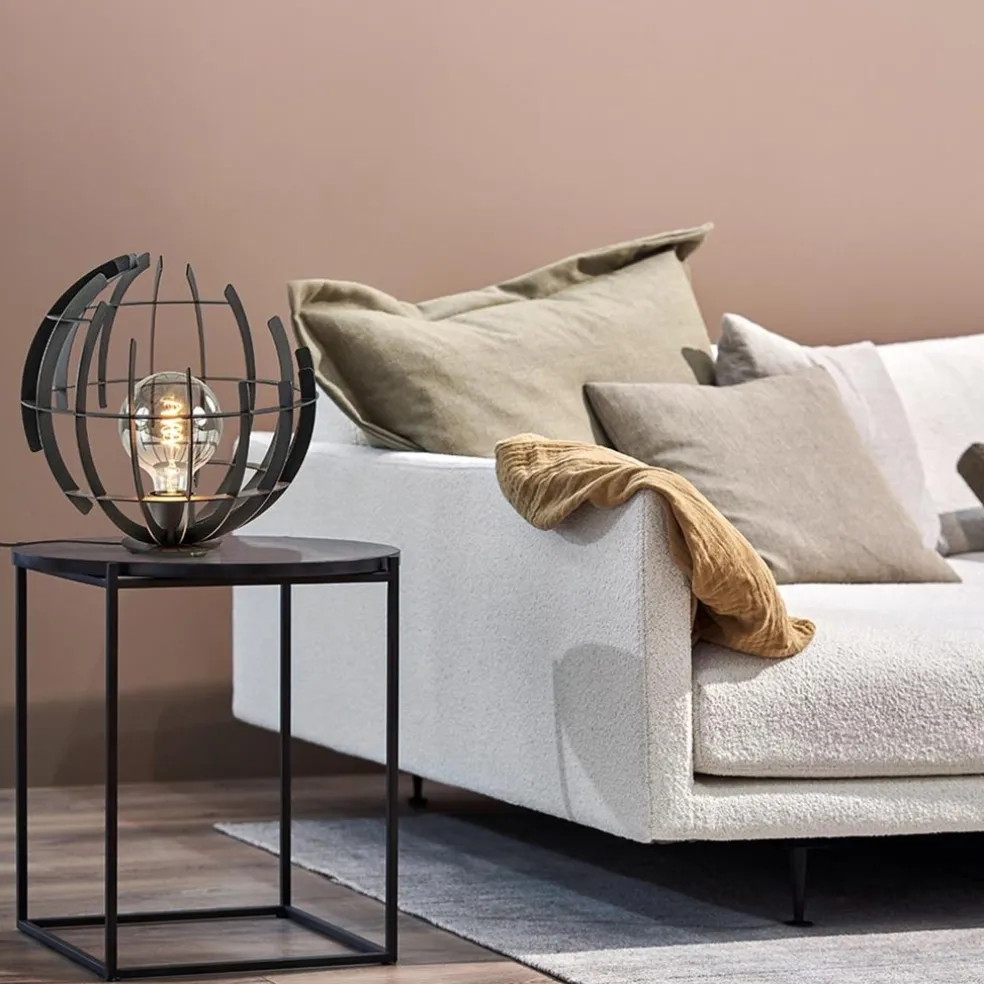 Ronde tafellamp Terra 35 cm zwart metaal