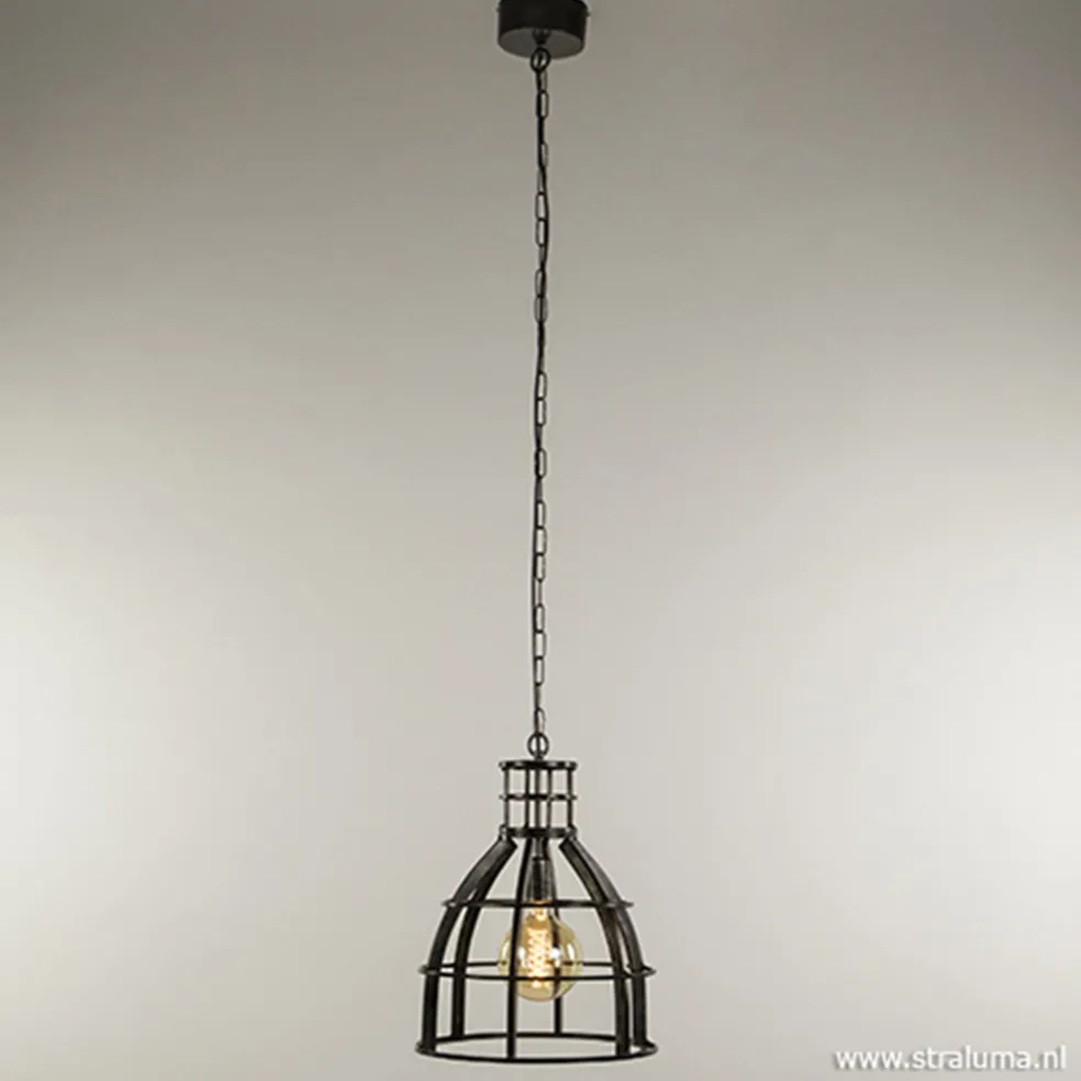 Ruw metalen hanglamp antiek zwart