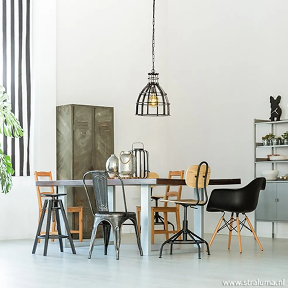 Ruw metalen hanglamp antiek zwart