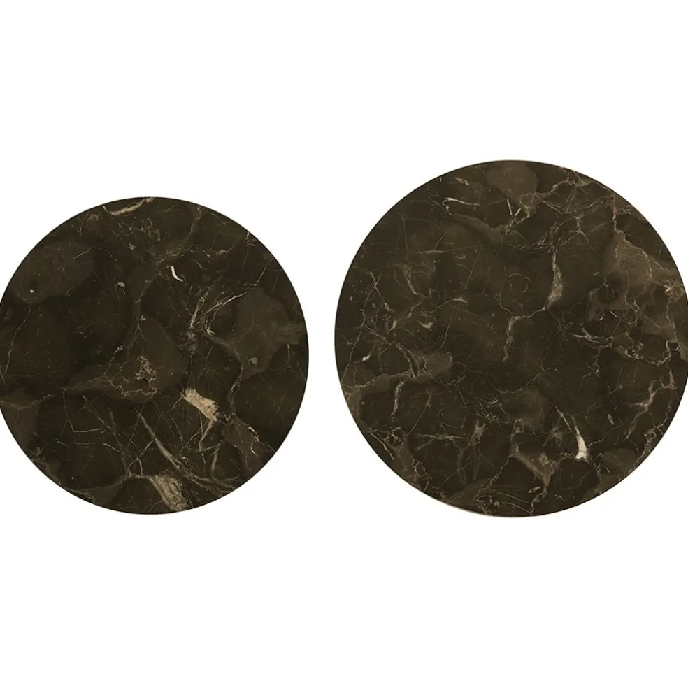 Salontafel Alfio set van 2 bruin marmer met zwart