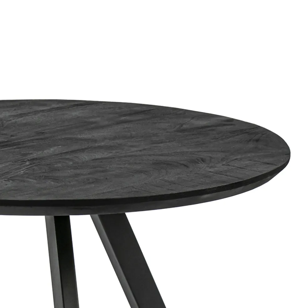 Salontafel rond hout zwart 80 cm