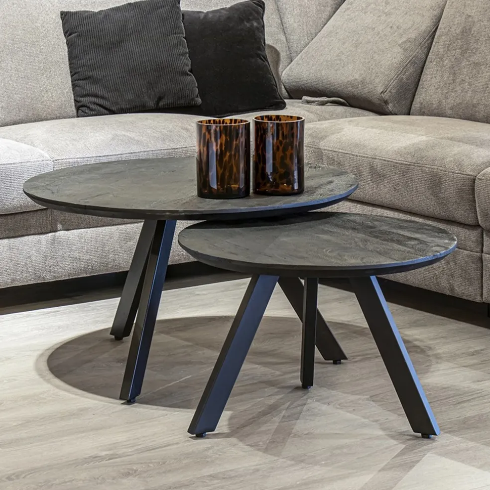 Salontafel rond hout zwart 60 cm