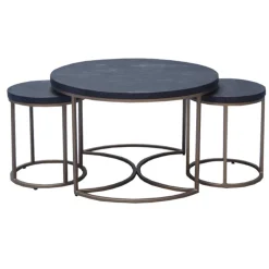 Salontafel set van 3 zwart