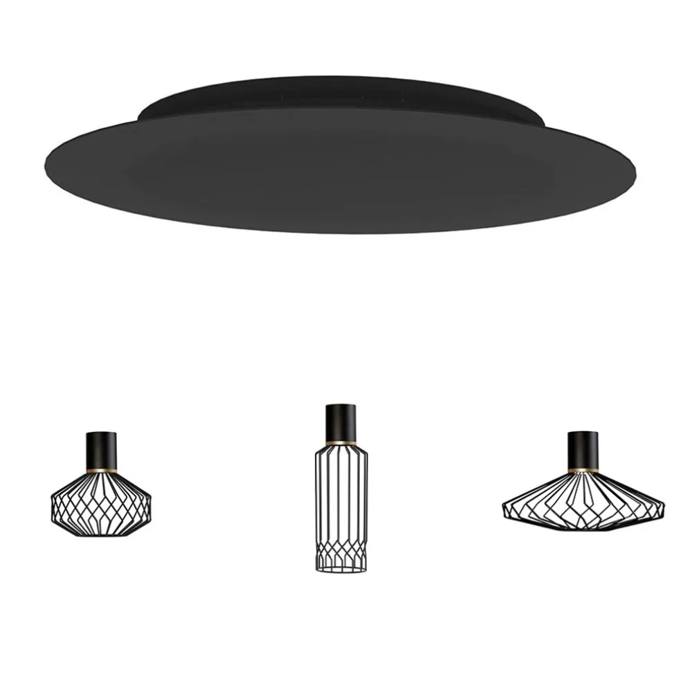 Samengestelde 6-lichts hanglamp spin met zwarte kappen