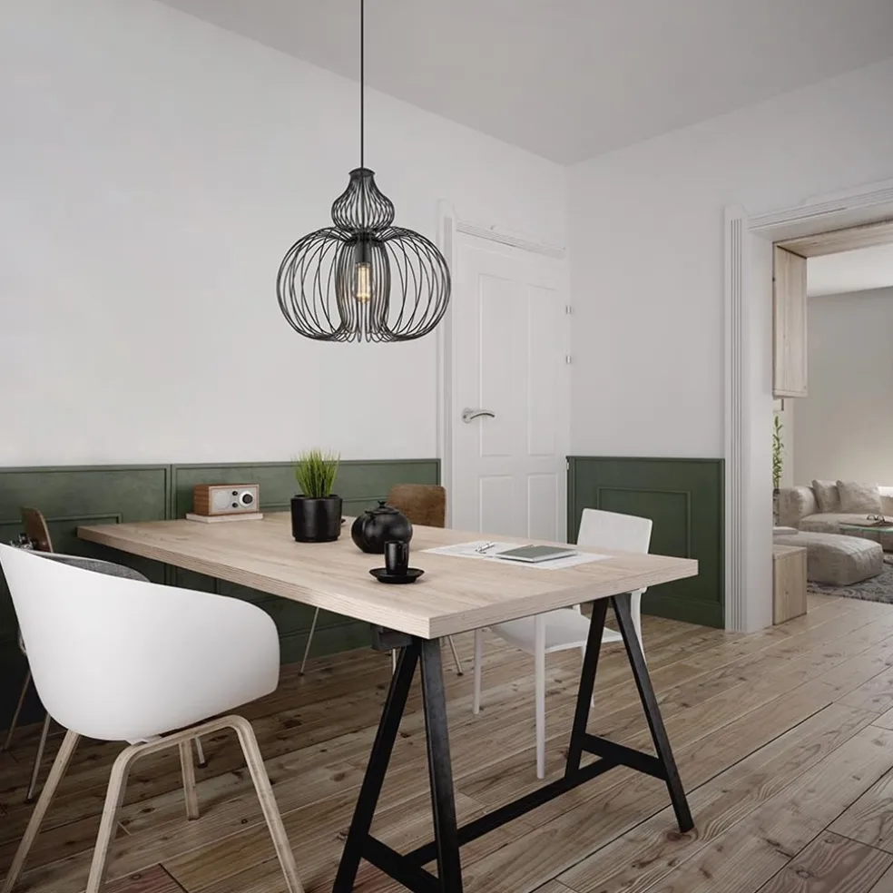 Scandinavische draad hanglamp mat zwart