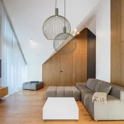 Scandinavische draad hanglamp mat zand 50 cm