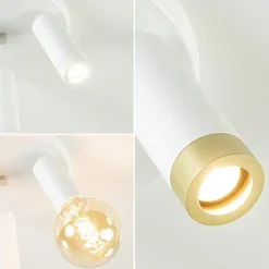 Scandinavische 3-lichts plafondspot mat wit/goud