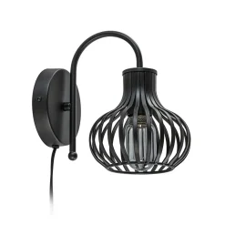 Scandinavische wandlamp mat zwart met snoer