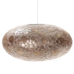Schelpen hanglamp coin goudbruin groot