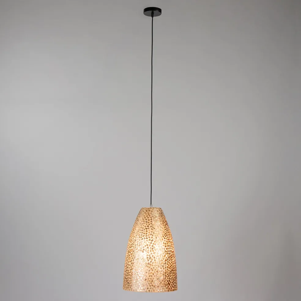 Schelpen hanglamp goud rond