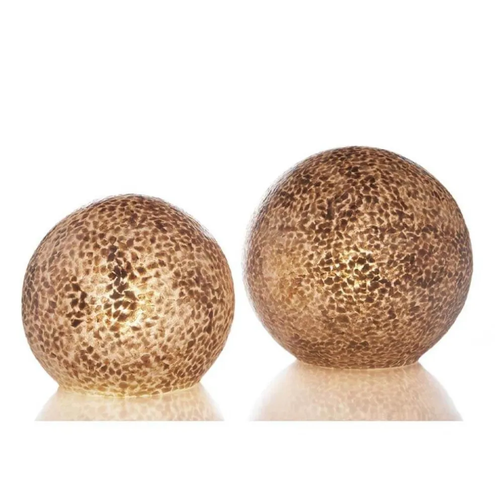 Schelpen tafellamp bol 40 cm creme-goud