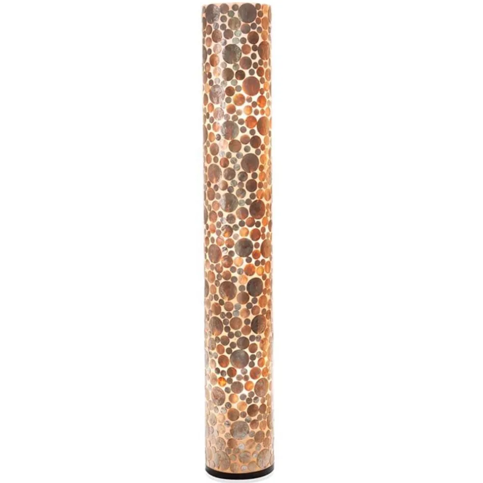 Schelpen vloerlamp goud cilinder groot